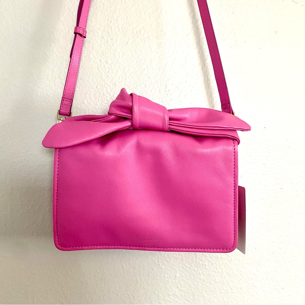 TED BAKER Pink Bow Top handle handbag with long adjustable shoulder cross body